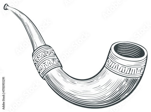 Vintage Tobacco Pipe with Ornate Decorative Bands