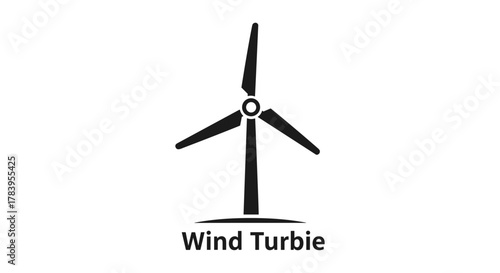 Minimalist silhouette of wind turbine with simple design elements