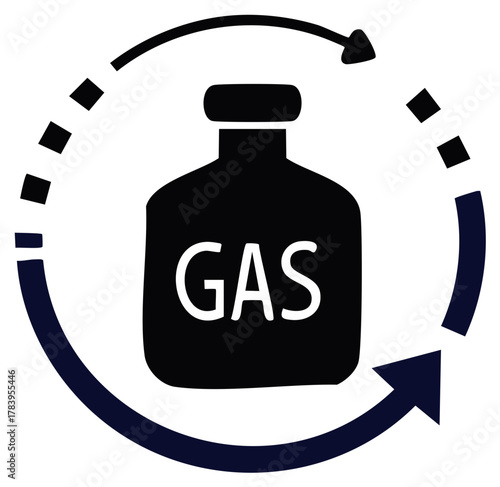 Gas bottle with circular arrows indicating recycling or exchange