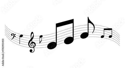 Elegant music notes on staff: creative design for music enthusiasts