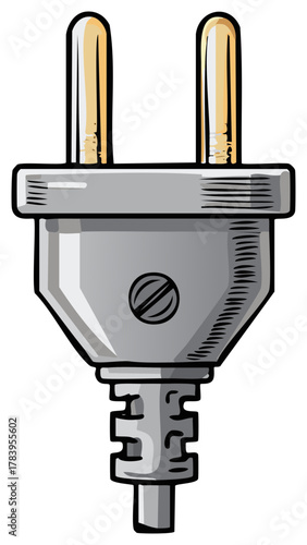 Two Pronged Electrical Plug Illustration Power Cord Connection