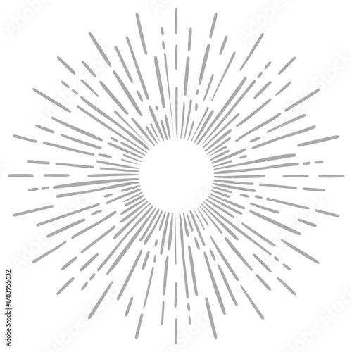 Radiant Sunburst Design with Hand Drawn Style Light Rays Emanating From Center