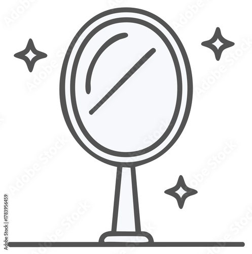 Elegant Mirror Silhouette with Sparkling Stars, Home Decor, Minimalist Design, Reflection, Beauty and Personal Care Product