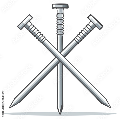 Three crossed nails vector illustration a Christian symbol of the crucifixion and passion of Christ
