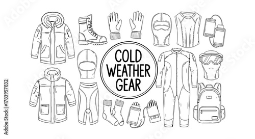 Essential cold weather gear collection featuring outdoor apparel and accessories