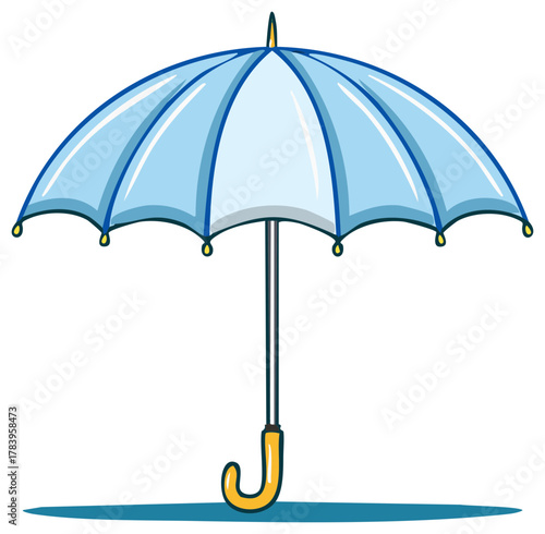 Cartoonish Light Blue Umbrella for Rainy Weather Day Protection Accessory