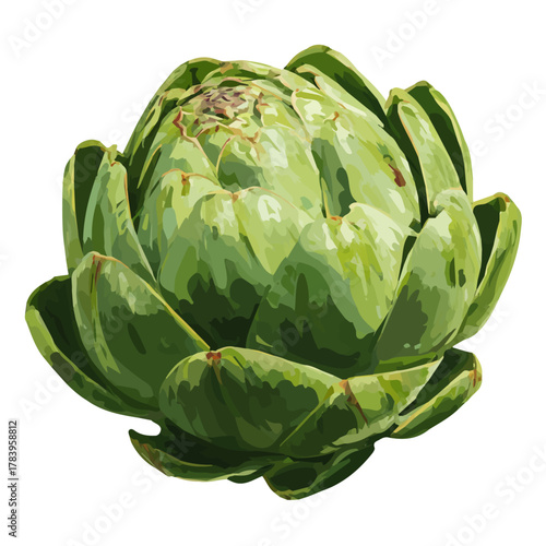 Artichoke, 2D flat vector illustration in icon style, isolated on a white background