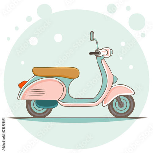 Retro pastel colored motor scooter vector illustration perfect for transportation and travel concepts