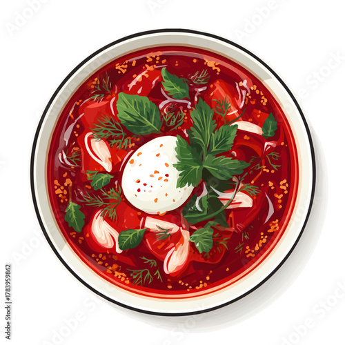 Minimal 2D flat vector of a Borscht, icon-style illustration on a white background