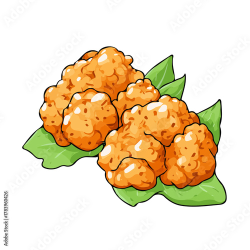 Cauliflower Wings, 2D flat vector illustration in icon style, isolated on a white background