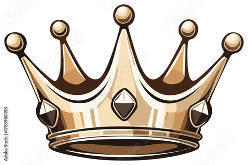 Royal Golden Crown with Decorative Jewels: Cartoon Illustration for Designs and Illustrations