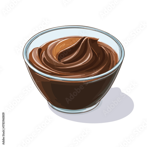 2D flat vector graphic of a Chocolate Mousse in icon style, isolated on white background