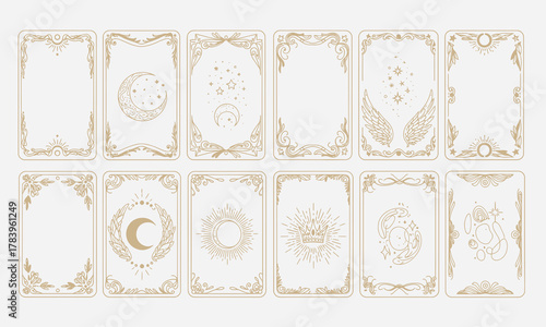 Ornate Celestial Card Designs Vector Illustrations for Spiritual and Divination Projects