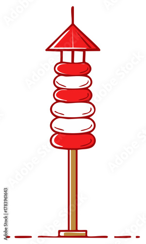 Illustration of a traditional Japanese Sotoba, a Buddhist grave marker with five rings