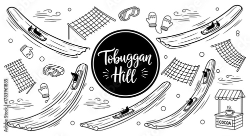 Toboggan hill fun: winter activities with snow and cocoa