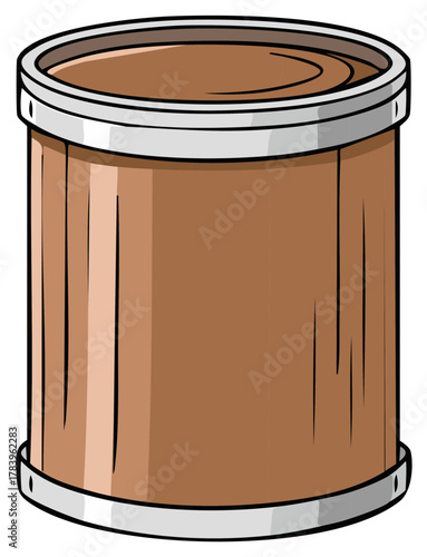 Cartoon style cylindrical jar with brown content and silver rim illustration
