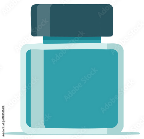 Modern Blue Bottle with Dark Cap Simple Minimalist Design