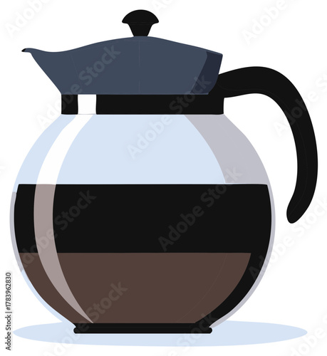 Classic glass coffee pot carafe filled with freshly brewed coffee vector illustration