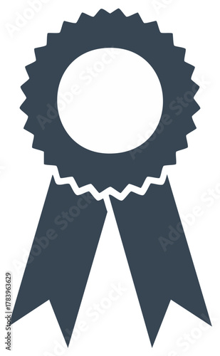 Simple rosette ribbon award vector illustration a prize with jagged edges and trailing ribbons for achievement