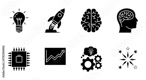 Creative icons set: innovation, technology, and growth concepts