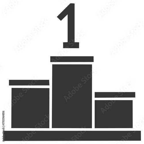 Simple Graphic of a First Place Podium with Number One