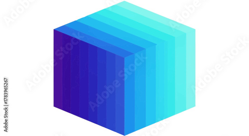 Stunning isometric cube illustration with vibrant blue hues, perfect for modern design projects and technology visuals, originally a scalable vector graphic