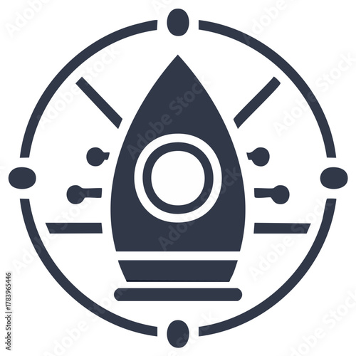 Rocketship Innovation Logo, Launchpad Startup Icon, Circular Network Design, Technology, Digital Solutions