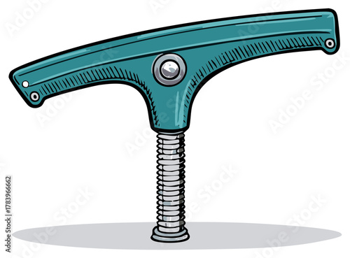 Illustration of an artistic turquoise turning tool, isolated design element.