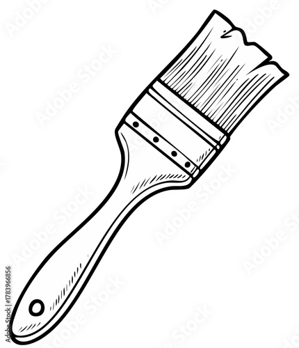 Hand drawn paintbrush illustration in a doodle sketch style