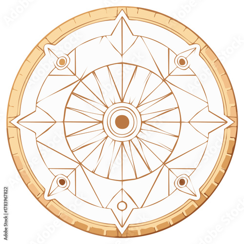 Ornate ancient compass rose emblem geometric design spiritual journey navigation symbol