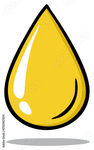 Illustration of a viscous yellow drop with cartoon style outline perfect for fuel or honey icons and food related designs