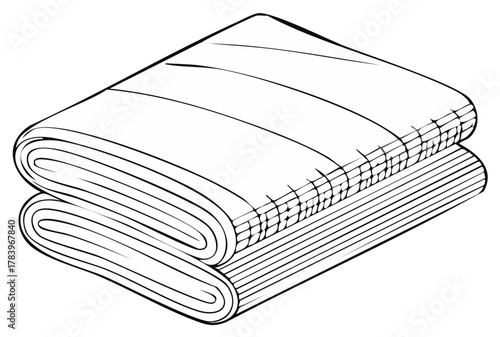 Stacked folded cloth outline rendering featuring layers and texture on white background