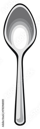 Stylized Silver Teaspoon Cartoon Illustration for Kitchen Utensil Design