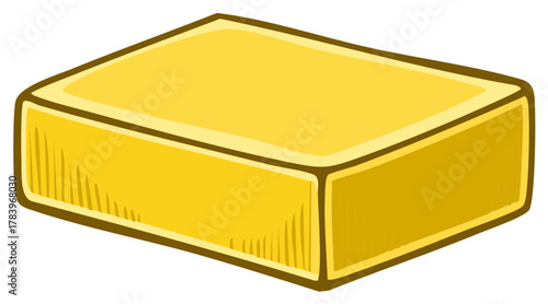 Golden yellow rectangular block cartoon illustration simple graphic art element