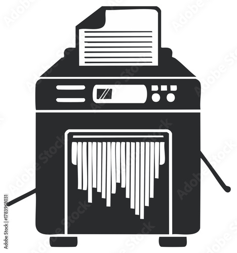 Paper Shredder Illustration Processing Documents into Shreds for Confidentiality, Security, and Data Protection