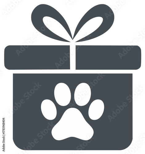 Gift Box with Paw Print Ribbon Decoration for Animals Birthday Holiday