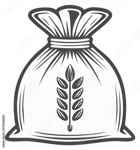 Sack with a wheat stalk symbol illustration for harvest and agriculture themes