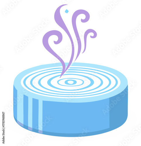 Abstract stylized hot spring with rising steam and water ripples