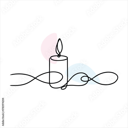 Single line drawing of a candle with infinity symbol