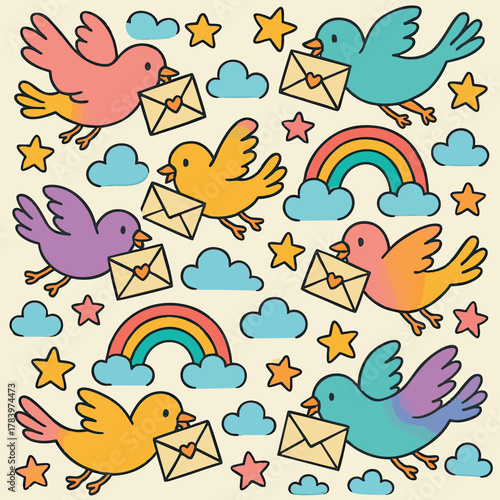 Birds and Rainbow Letters