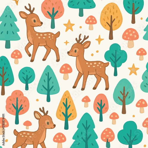 Deer and Magical Forest Lights