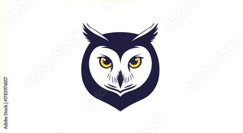 A striking illustration of an owl's face with large yellow eyes and dark plumage, presented in a modern, graphic style, symbolizing wisdom, mystery, and knowledge.