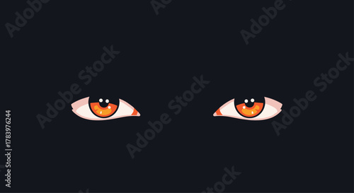 A pair of glowing orange eyes with dark irises, peering out from a dark background, creating a mysterious and intense gaze.