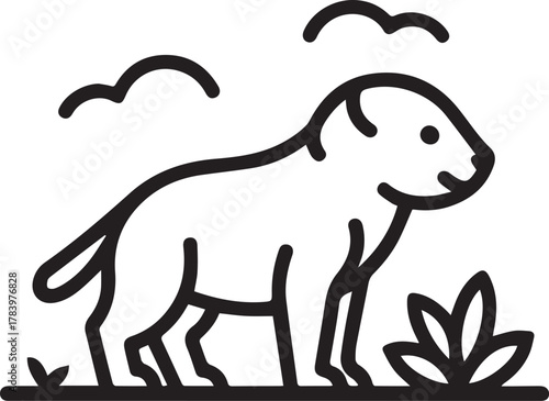 Adorable minimalistic groundhog illustration, perfect for nature education materials or eco-friendly designs, showcasing wildlife and animal themes in a simple way