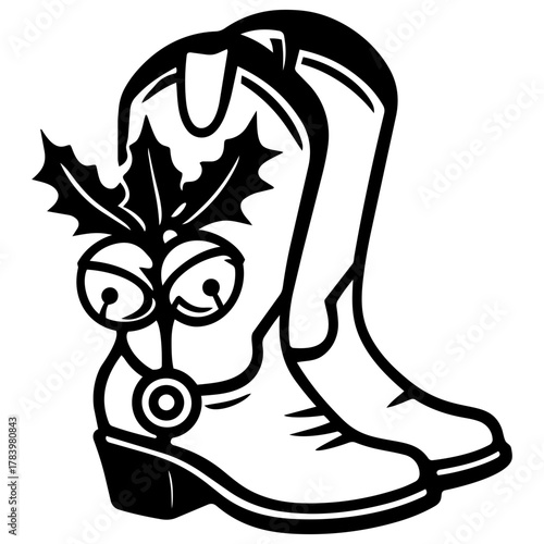 botas de vaquero navideñas retro vintage