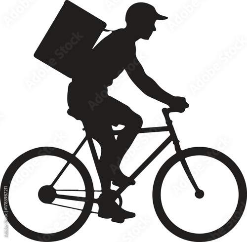 Delivery Person on Bicycle Silhouette