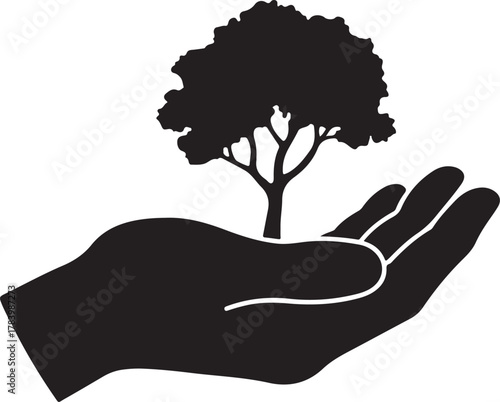 Sustainable Future Hand Holding Life Tree