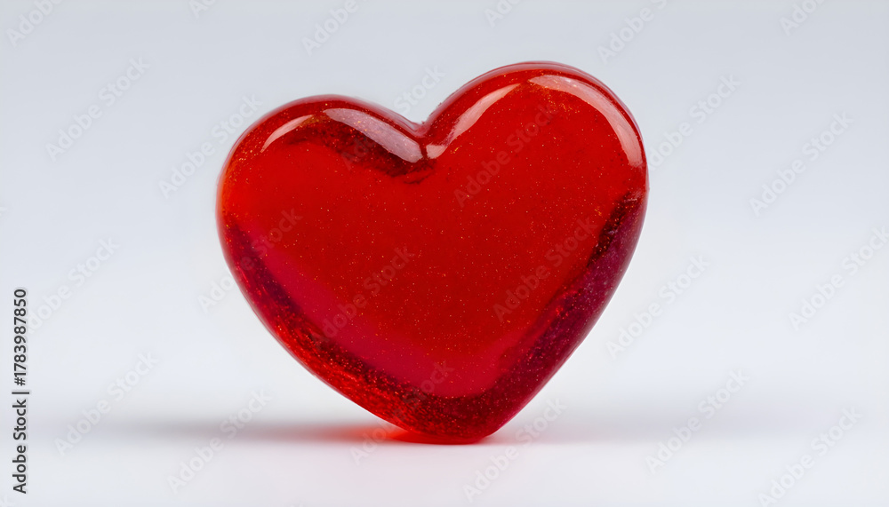 Fototapeta premium A red heart-shaped object on a white background, often used for decorative or symbolic purposes