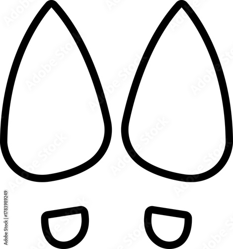 Footprint and shoe print icon in black line style, including barefoot, boot, sneaker, trail, and walking track symbols, perfect outline and silhouette vector