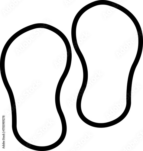Footprint and shoe print icon in black line style, including barefoot, boot, sneaker, trail, and walking track symbols, perfect outline and silhouette vector